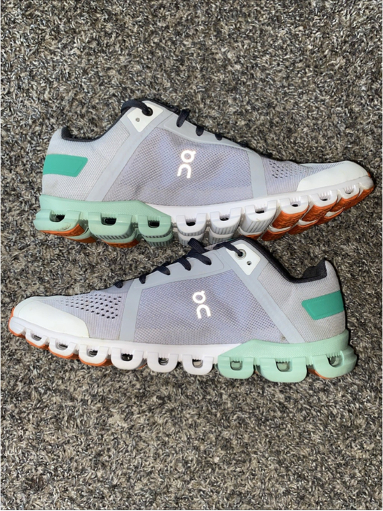 On Clouds Shoes - On Cloudflow Womens Size 9.5 Gray Green Athletic Running Walking Shoes Sneakers